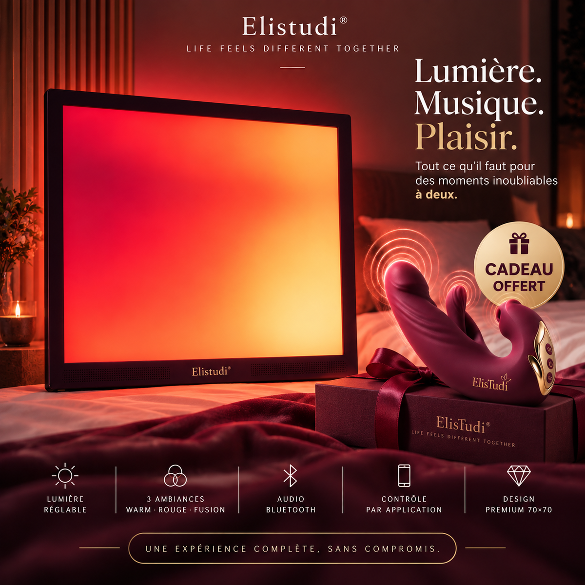 Cutelabbra® – AuraSync JBL TECH | Luce d’Atmosfera & Audio Bluetooth per Coppie